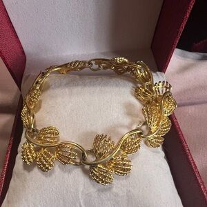 Napier Vintage Gold Tone Leaf Chain Bracelet